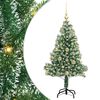 vidaXL Konstgjord Julgran Sn&ouml;flockad med LED Ljus Gr&ouml;n och Vit 120 cm