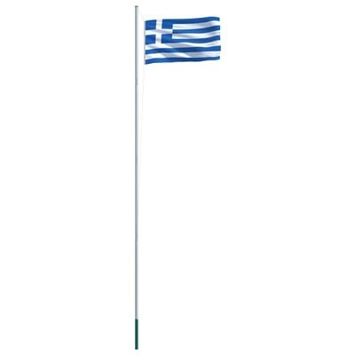 vidaXL Greklands flagga och flaggstång i aluminium 6,2 m