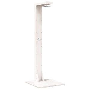 vidaXL Utomhus Dusch 210 cm Massivt talltr&auml; och rostfritt st&aring;l Vit