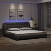 vidaXL Bed Frame with LED without Mattress "Hvar" Grey 200x200 cm