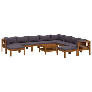 vidaXL Loungegrupp f&ouml;r tr&auml;dg&aring;rden med dynor 11 delar massivt akaciatr&auml;