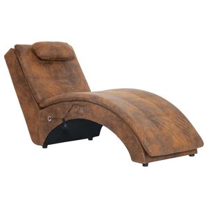 vidaXL Massagesch&auml;slong med kudde brun konstmocka