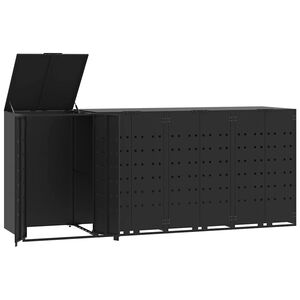 vidaXL Skjul f&ouml;r sopk&auml;rl f&ouml;r 4 platser svart 276x79x117 cm st&aring;l