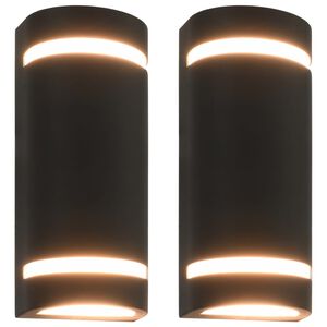 vidaXL Utomhusv&auml;gglampa 2 st 35 W svart halvrund