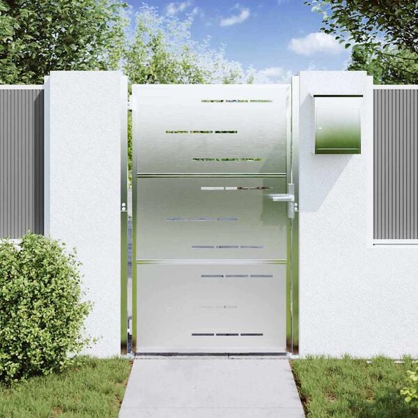 vidaXL Trädgårdsgrind med lås Silver 100 x 150 cm Rostfritt stål