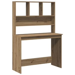 vidaXL Skrivbord med hyllor artisan ek 102x45x148 cm konstruerat tr&auml;