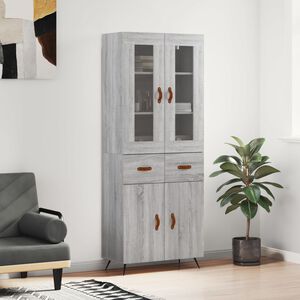 vidaXL H&ouml;gsk&aring;p Gr&aring; Sonoma 69,5x34x180 cm konstruerat tr&auml;