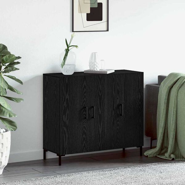 vidaXL Sideboard Svart Ek 90 x 34 x 80 cm Konstruerat tr&auml;