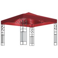 vidaXL Paviljong med ljusslinga LED 3x3 m vinröd