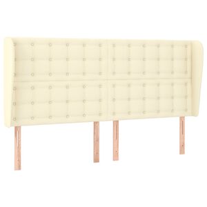 vidaXL S&auml;nggavel med kanter gr&auml;ddvit 183x23x118/128 cm konstl&auml;der