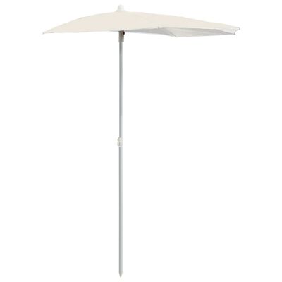 vidaXL Halvrunt parasoll med stång 180x90 cm sand