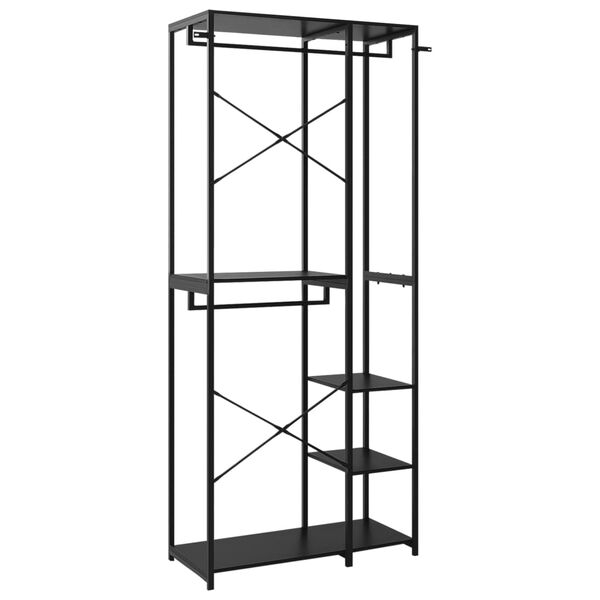 vidaXL Garderob svart 90x40x213 cm metall och sp&aring;nskiva