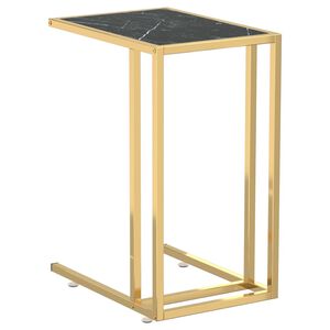 vidaXL Sidobord till datorbord svart marmor 50x35x65 cm h&auml;rdat glas