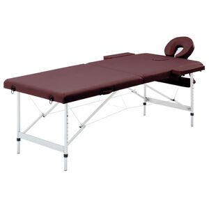 vidaXL Hopf&auml;llbar massageb&auml;nk 2 sektioner aluminium m&ouml;rklila