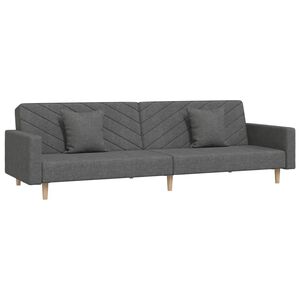 vidaXL B&auml;ddsoffa 2-sits med tv&aring; kuddar m&ouml;rkgr&aring; tyg
