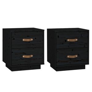 &nbsp;vidaXL S&auml;ngbord 2 st svart 40x34x45 cm massivt furu