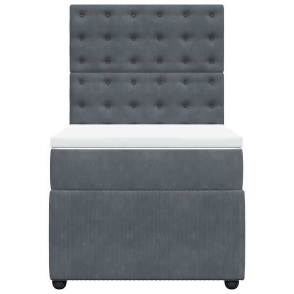 vidaXL Ramsäng med madrass mörkgrå 80x200 cm sammet