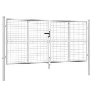 vidaXL Tr&auml;dg&aring;rdsgrind i n&auml;t silver 300x125 cm galvaniserat st&aring;l
