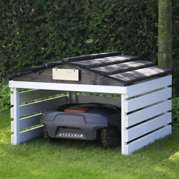 dobar Garage för robotgräsklippare svart och vit