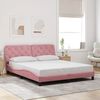 vidaXL Bed Frame with LED without Mattress Pink 160x200 cm Velvet