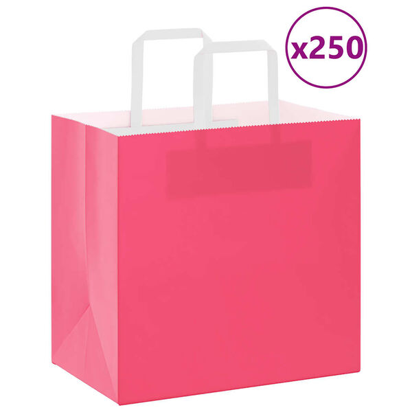 vidaXL Pappersp&aring;sar 250 st med handtag rosa 26x17x25 cm