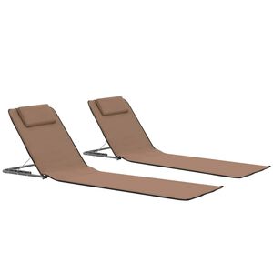 vidaXL Hopf&auml;llbara strandmattor 2 st st&aring;l och tyg brun