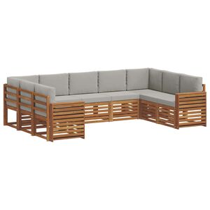vidaXL Sektionsoffgrupp med kudde 9 pcs Naturlig och Ljus Gr&aring;