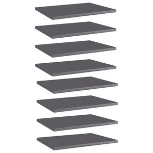 vidaXL Hyllplan 8 st gr&aring; h&ouml;gglans 40x30x1,5 cm konstruerat tr&auml;