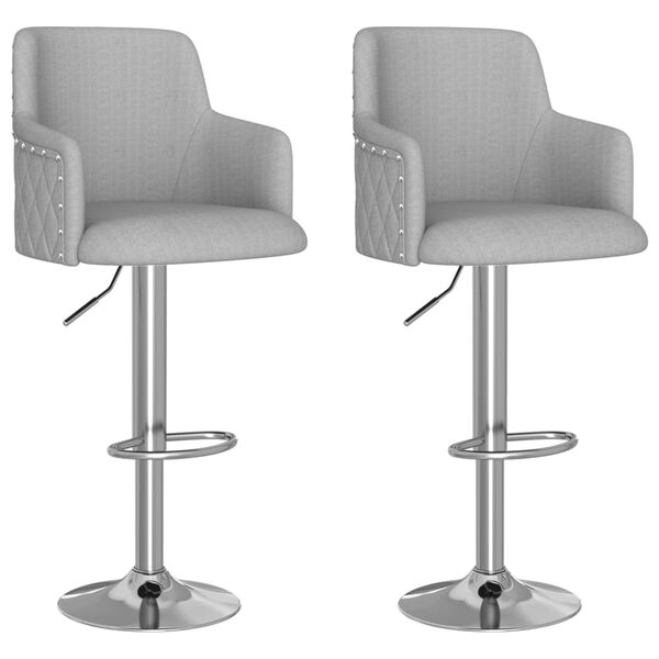 vidaXL Barstolar 2 st ljusgr&aring; tyg
