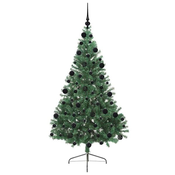 vidaXL Konstgjord F&ouml;rbelyst Julgran med 300 LED-lampor Gr&ouml;n 210 cm PVC