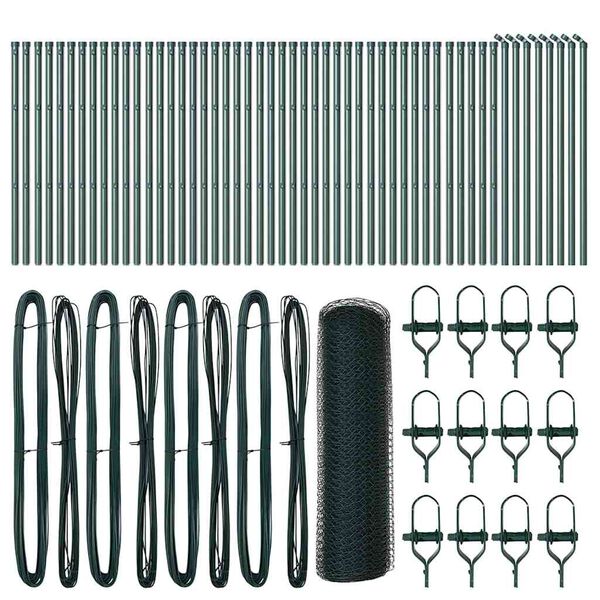 vidaXL Stängselstolpe Grön 100 x 0,5 m (25 mm nät) Stål och PVC