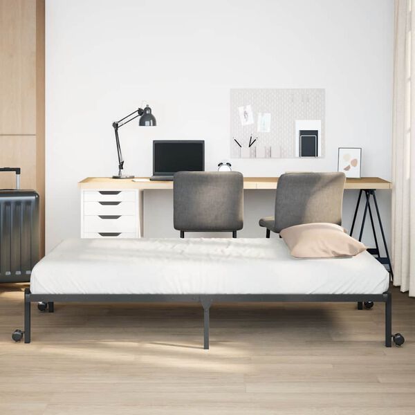 vidaXL Sängram utan madrass hopfällbar svart 107x203 cm stål