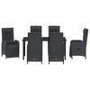 vidaXL Tr&auml;dg&aring;rdsm&ouml;belset med kudde 7 pcs Svart konstrotting