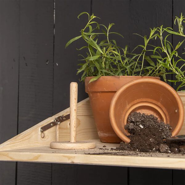 Esschert Design V&auml;ggmonterat barbord med utf&auml;llbar hylla S naturf&auml;rgat