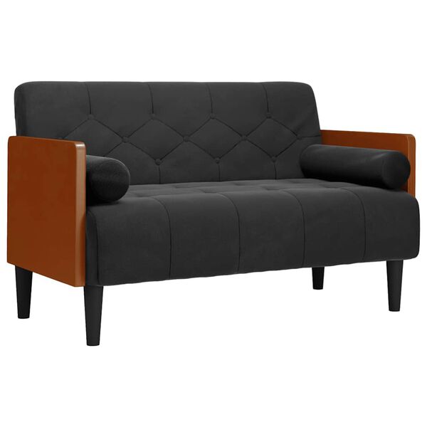 vidaXL Loveseat soffa med dynor svart 110 cm sammet