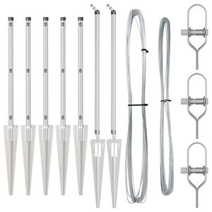 vidaXL Staketstolpar 7 pcs Silver Ø32mm 120 cm Galvaniserat stål