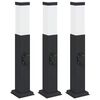 vidaXL Pollare med uttag 3 st 50 cm svart IP44