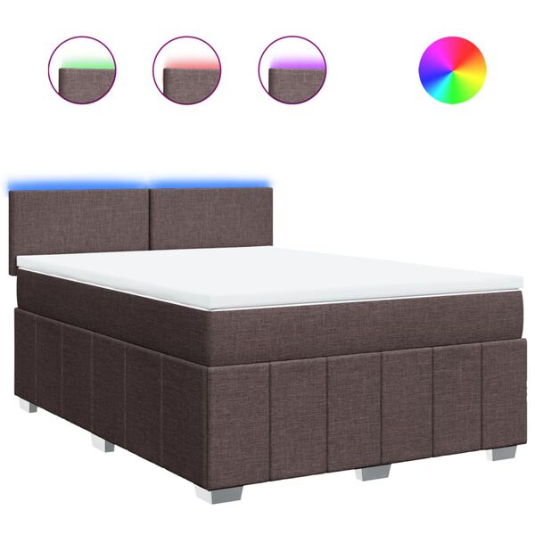 vidaXL Rams&auml;ng med madrass m&ouml;rkbrun 140x200 cm tyg