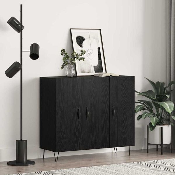 vidaXL Sideboard Svart Ek 90 x 32,5 x 80 cm Konstruerat tr&auml;