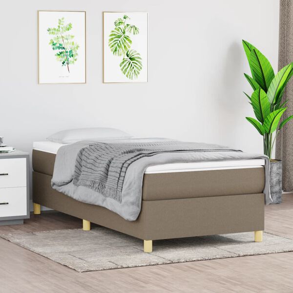 vidaXL Boxspring-s&auml;ngram Taupe 90x200 cm tyg