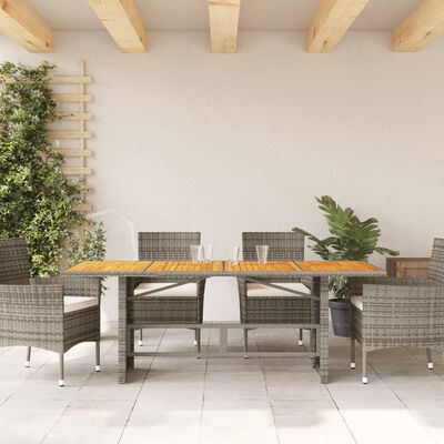 vidaXL Trädgårdsbord med akaciaträ grå 190x80x74 cm konstrotting
