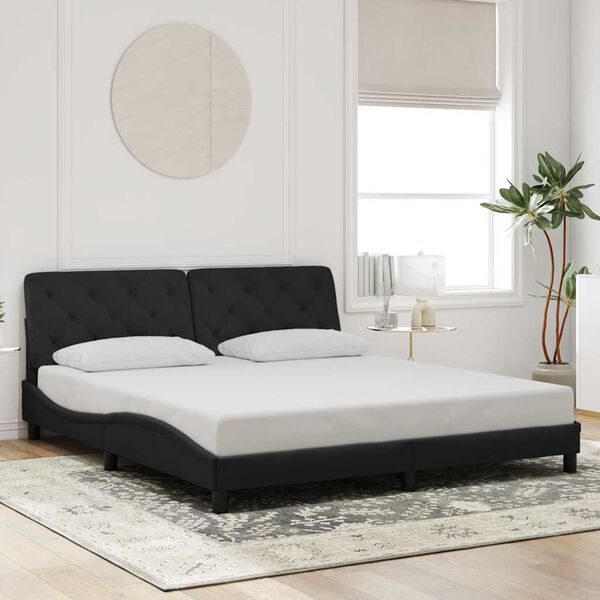 vidaXL Bed Frame without Mattress Black 180x200 cm Velvet