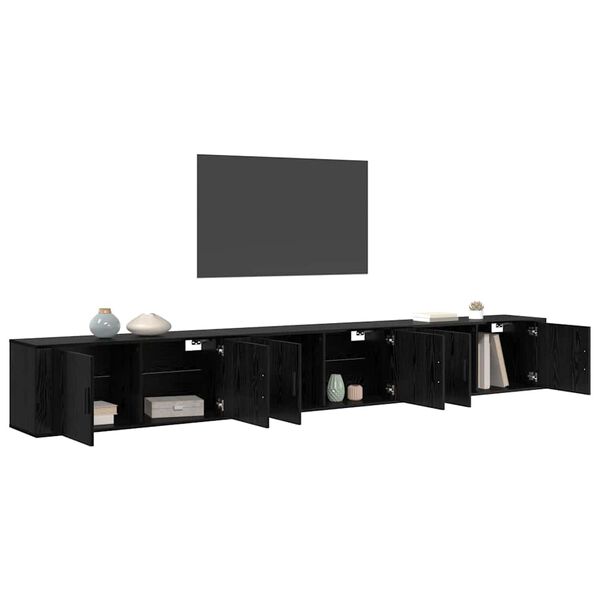 vidaXL V&auml;ggmonterad TV-byr&aring; Set 3 pcs Svart Ek 100 x 34,5 x 40 cm