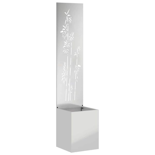 vidaXL Trädgårdsplanterare med dekorativ panel Silver 32 x 140 cm