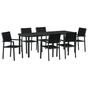 vidaXL Tr&auml;dg&aring;rdsm&ouml;belset 7 pcs Svart Pulverlackerat st&aring;l