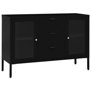 vidaXL Sk&auml;nk svart 105x35x70 cm st&aring;l och h&auml;rdat glas