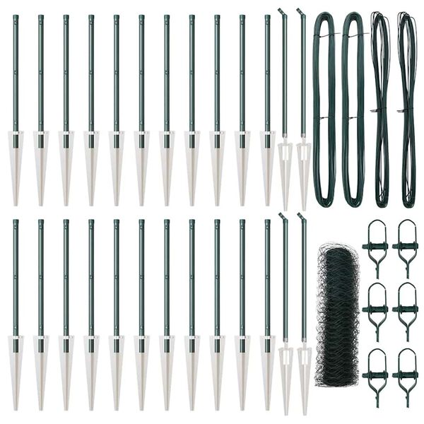 vidaXL St&auml;ngselstolpe Gr&ouml;n 50 x 1 m (50 mm maskor) St&aring;l och PVC