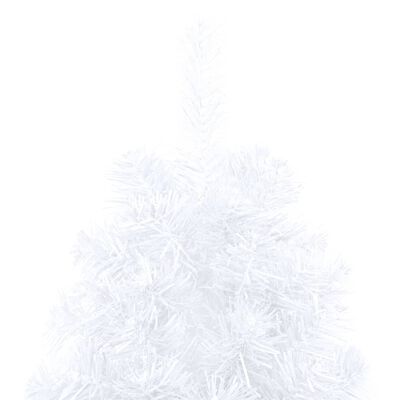 vidaXL Halv plastgran med LED och julgranskulor vit 240 cm