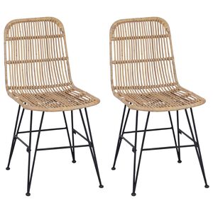 vidaXL Matsalsstol 2 pcs Naturlig 41 x 55 x 85 cm Rattan och St&aring;l