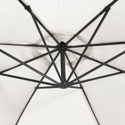 vidaXL Frihängande parasoll med LED metallstång 350 cm sand